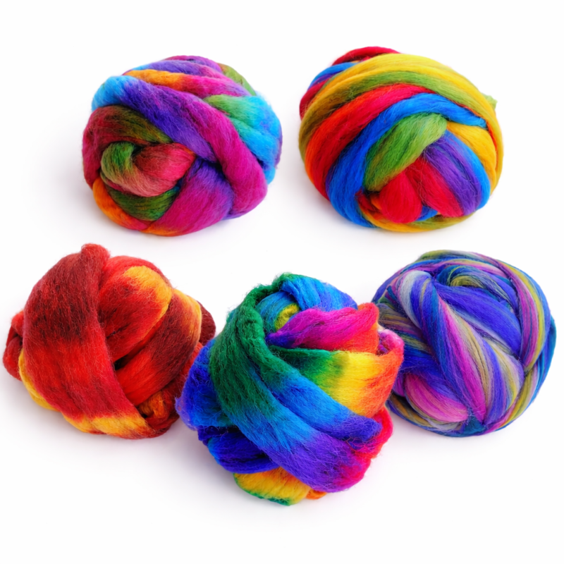 Lana peinada multicolor